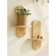 thumbnail image 3 of 1,2-Tier Boho Style Wooden Wall Shelves-Geometric Wall Mounted Shelves, Natural Wood Finish, Modern Home Decor, Plant Decorative, 3 of 8
