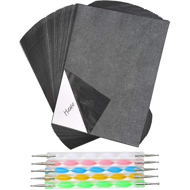 100 Sheets Carbon Paper, A4 Graphite Paper Transfer Paper, Carbon Paper Tracing Paper And Copy Papers With Embossing Pen Set, Idea For Wood, Paper, Ca