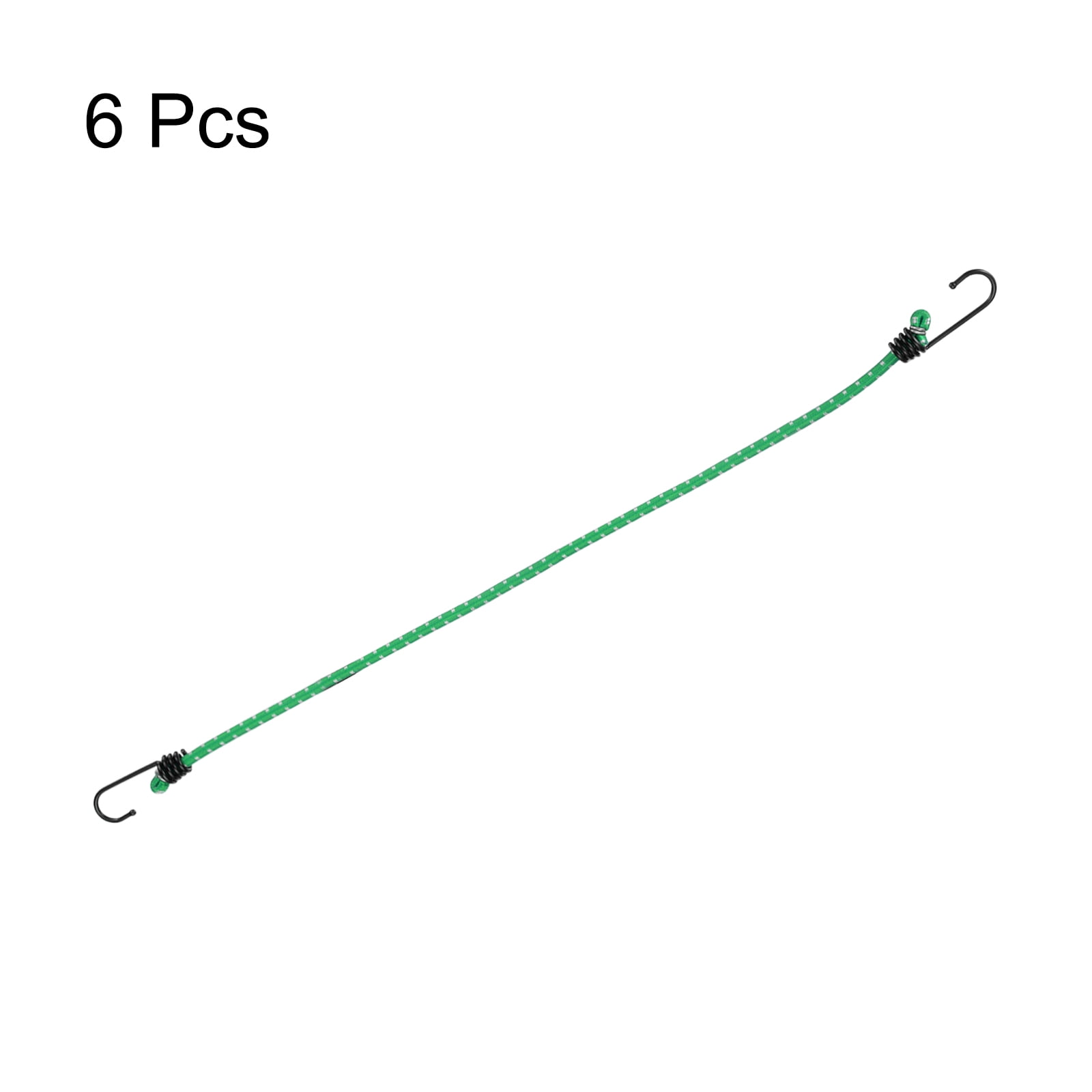 Uxcell 6Pcs Bungee Cord with Hooks 24" Rubber Bungee Cords for Outdoor Camping Straps, Green