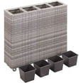 Outdoor Garden Raised Bed with 4 Plastic Pots Rattan Weather