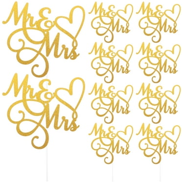 OGITUDE 10Pcs Mr and Mrs Cake Decoration Anniversary Cake Picks Wedding Engagement Party Cake Decorations