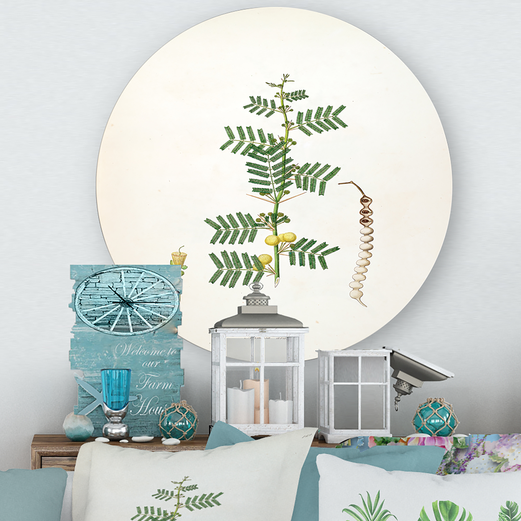 Designart 'Ancient Blossoming Flower III' Farmhouse Circle Metal Wall Art 23x23 - Disc of 23