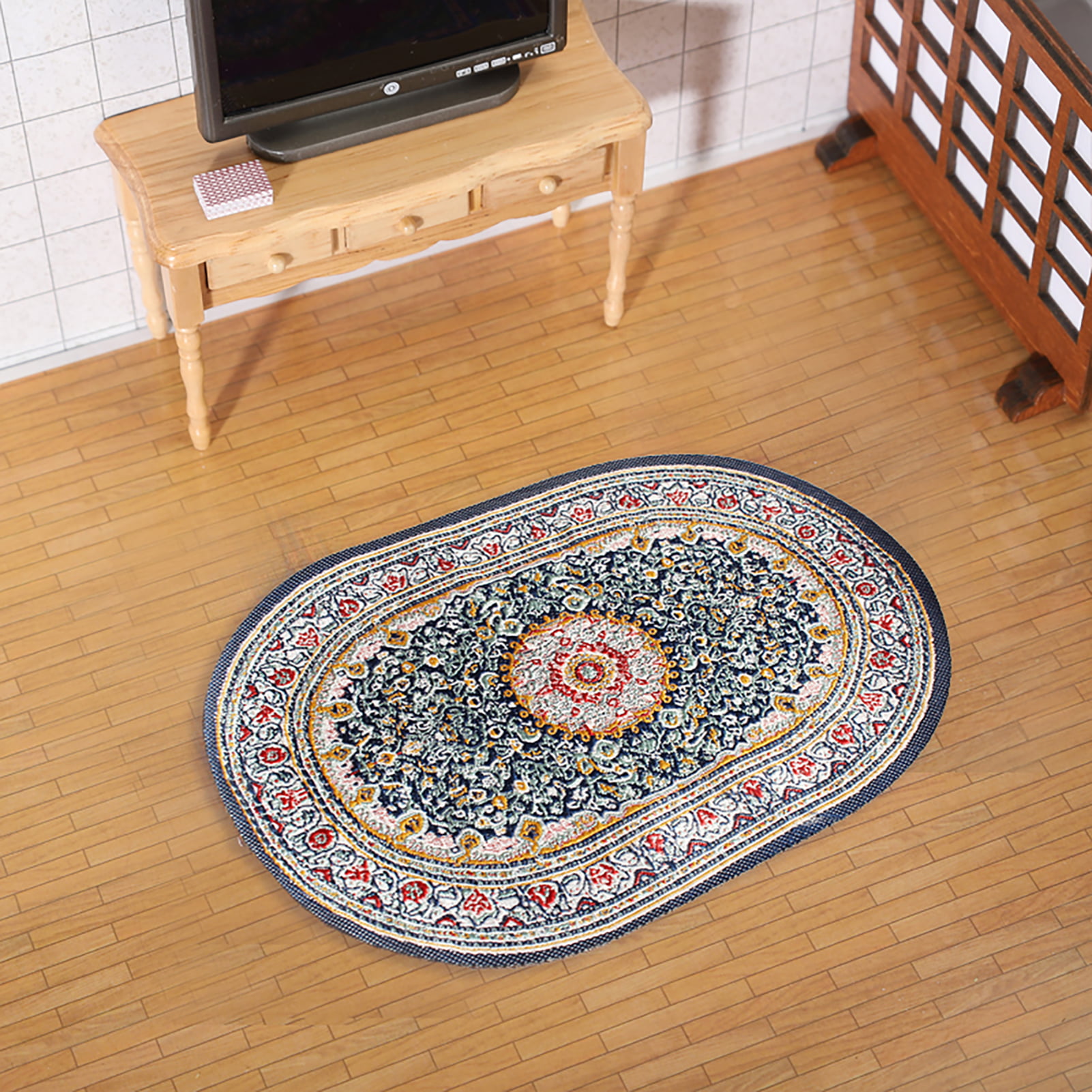 1:12th Oval Shaped Rug Carpet Dollhouse Floor Coverings Miniatures Accessory