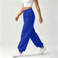 thumbnail image 6 of Womens Jogger Sweatpants Elastic High Waist Solid Relaxed Fit Joggers Ribbed Cuff Casual Athletic Trousers with Side Pockets Blue S, 6 of 6