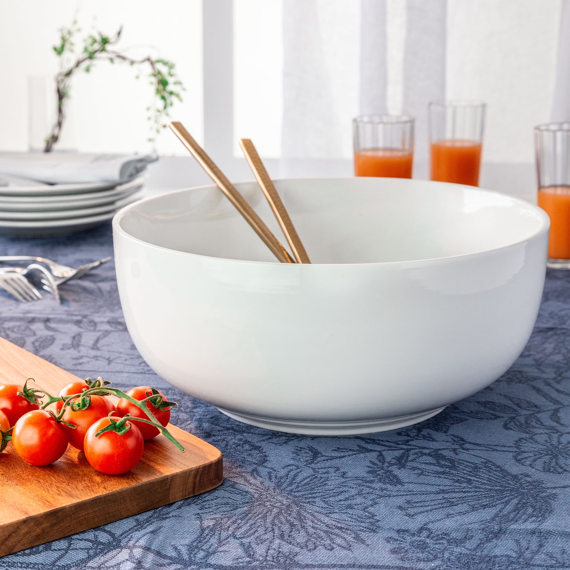 Mud Pie White Terracotta Bowl – Large 12 Inch Diameter, Decorative Glazed Bowl