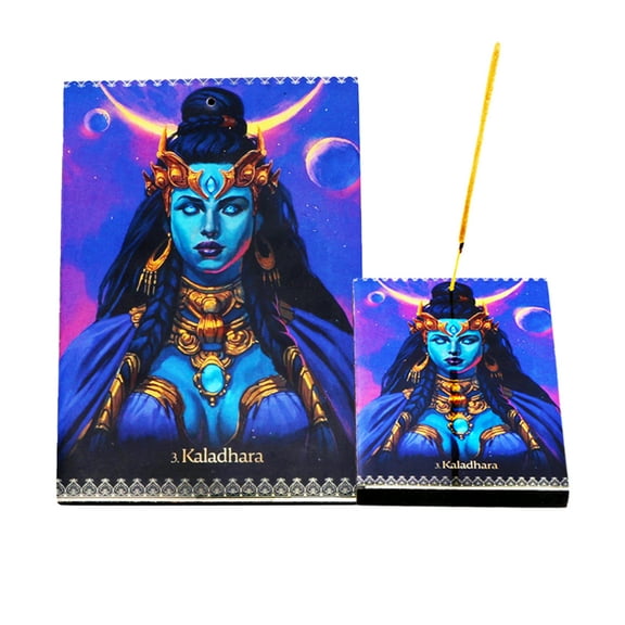 Kali Blue Wooden Incense Stick Holder Ash Catcher