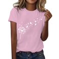 thumbnail image 2 of Women's Short Sleeve T-shirt Women'S Spring Round Neck Dandelion Printed Loose Casual Short Sleeved T Shirt,Pink Women's Short sleeve T-shirt S, 2 of 5
