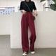 thumbnail image 2 of Pantalones de cintura alta para mujer, pantalones deportivos de color liso, pantalones casuales con colgante de pierna ancha, pantalones de fregona de nueve puntos para mujer, pantalones de mujer, 2 of 6