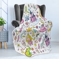 thumbnail image 4 of Princess Soft Flannel Fleece Blanket, Bundle of Girls Kids Composition Fairytale Fantasy Characters Castles Accessories, Cozy Plush for Indoor and Outdoor Use, 50" x 70", Multicolor, by Ambesonne, 4 of 5