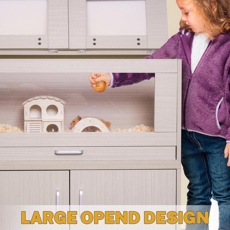 Segmart Deluxe Wooden Hamster Cage with Storage, Openable Top
