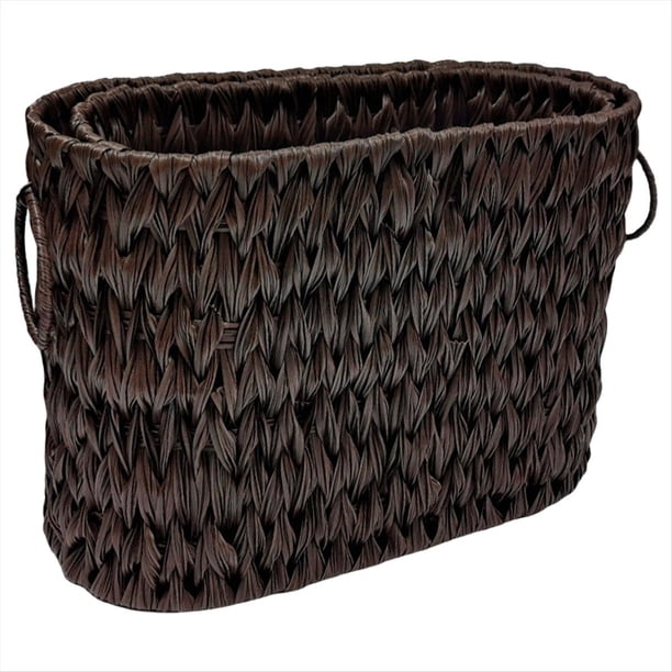 Cesta Tejida de Almacenamiento,Cesta de Mimbre Impermeable con Asas,Cesta Tejida Organizadora,Cesta de Despensa,Cesta de Almacenamiento de Mimbre A