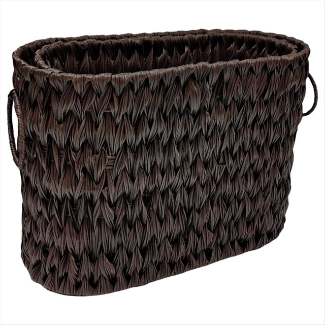 Cesta Tejida de Almacenamiento,Cesta de Mimbre Impermeable con Asas,Cesta Tejida Organizadora,Cesta de Despensa,Cesta de Almacenamiento de Mimbre A