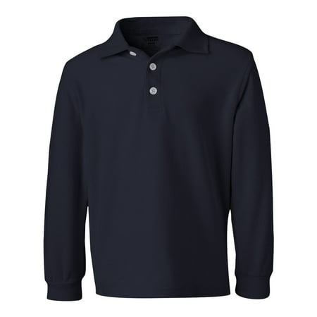 French Toast A9085 Boy's Long Sleeve Pique Polo - Navy - 20 - XX-Large
