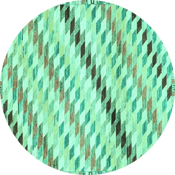 Ahgly Company Indoor Round Abstract Turquoise Blue Modern Area Rugs, 6' Round
