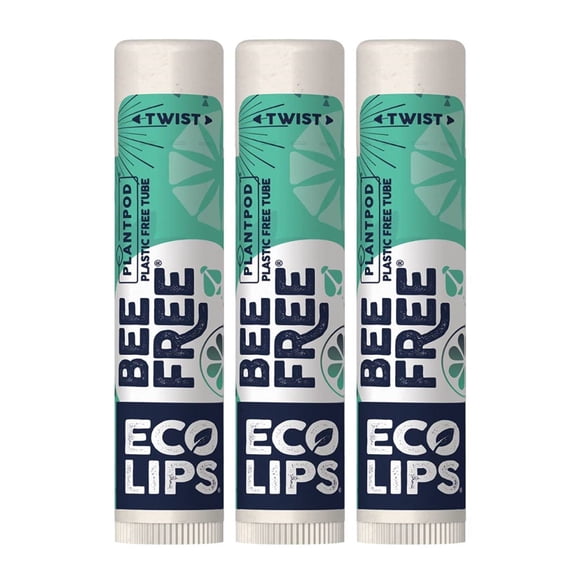 Bálsamo labial vegano con sabor a menta dulce de Eco Lips, paquete de 3, natural sin abejas, con cera de candelilla, manteca de cacao orgánica y aceite de coco, cuidado de labios. Embalaje de cápsulas