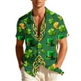 thumbnail image 3 of LIBRCLO St. Patricks Day Shirts, Mens Short Sleeve Button-Up, Shamrock Print Party Shirt, 3 of 8
