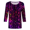 thumbnail image 5 of Midsumdr Womens Tops Loose Mid-Length 3/4 Sleeve Bright Printed Blouse Tops Round Neck Spring Summer Temperament Sequin Tops, 5 of 5