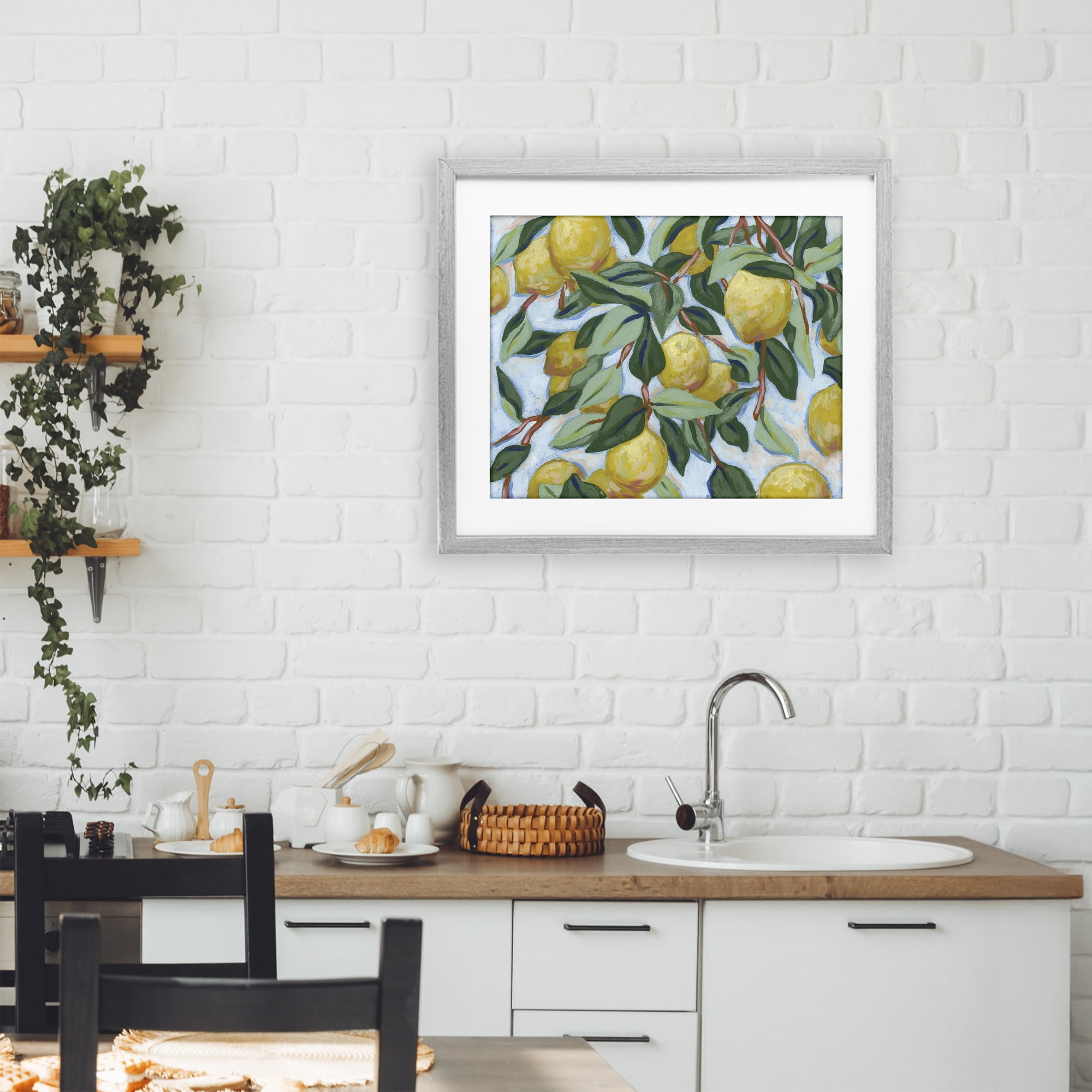 Stupell Industries Summer Citrus Tree Gray Framed Print Under Glass, design by June Erica Vess