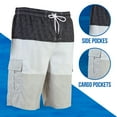 thumbnail image 5 of North 15 Men's Board Beach Swim Trunks Shorts with Cargo Pokcet-5111-Blk/Gry-5XL, 5 of 7