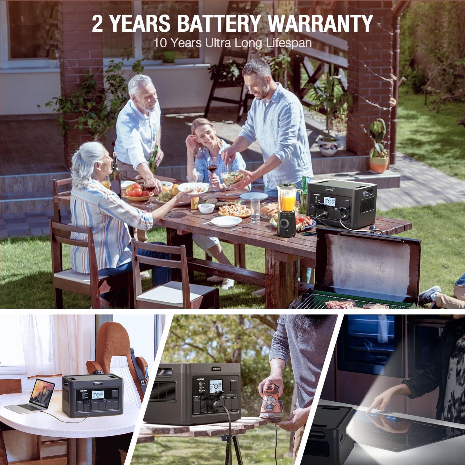 Power Station 2400W (2 Pack) 1843Wh LiFePO4 UPS Home Battery Backup Power w/4 AC Outlets Portable Solar Generator for Outdoor Camping, RV Travel, Home Emergency