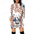 thumbnail image 1 of Robe à Capuche Longue pour Femmes Décontractée Ample Imprimé Hello Kitty Manteau Chandails à Capuche Dames Manches Longues Poche Chandail à Capuche ZR, 1 of 7