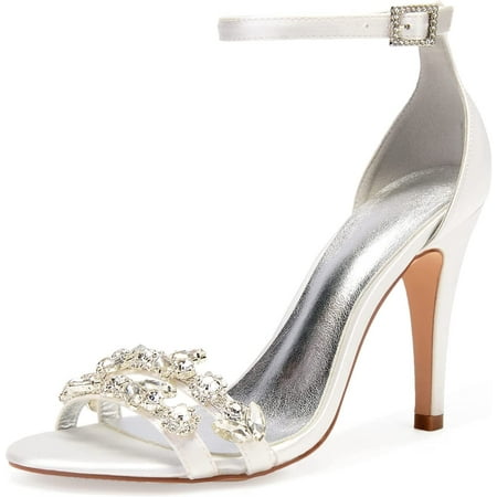

Heeled Sandals for Women Women High Heels Comfortable Satin Stiletto Peep Toe Wedding Shoes for Bride with Rhinestones for Attend Parties and Banquets Pumps Sandals (Color : Red Size : 8 UK)