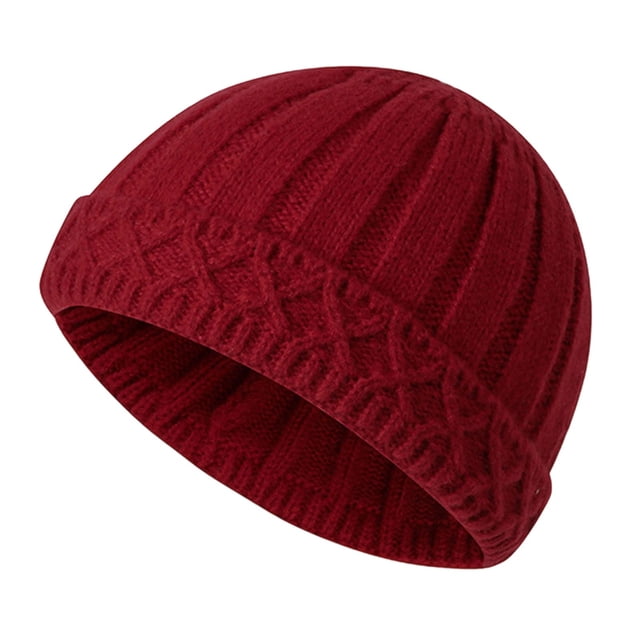 Wdgfv Winter Knit Hat With Foldable Brim Thermal Ear For Cold Weather Outdoor Activities Brick Red One Size