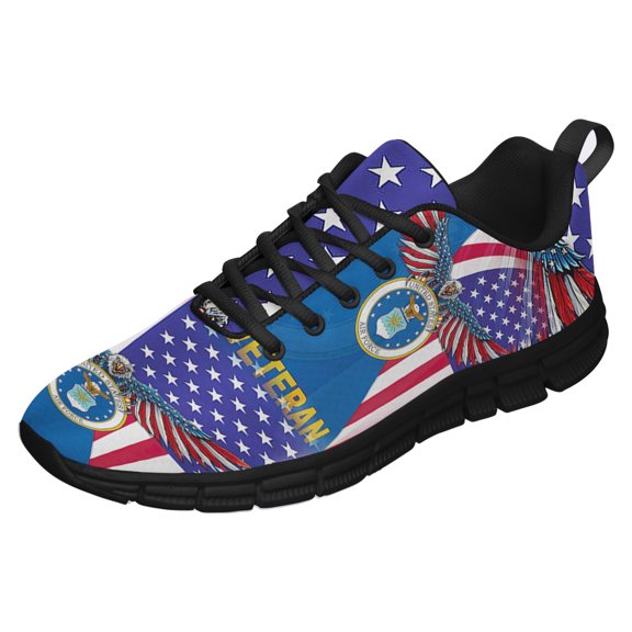United States Air Force American Veteran Us Shoes for Men Women Running Shoes Lightweight Walking Sneakers Mesh Athletic Sport Shoes Black Size 3.5