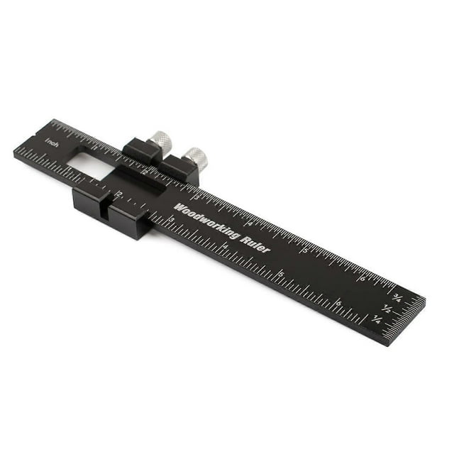 Woodworking Ruler Precision Pocket Rule - 6 Inch Metal Slide Stop Marking Ruler Metric Inch Measuring Wood Working Scribing Rulers Measure Tools - Eng