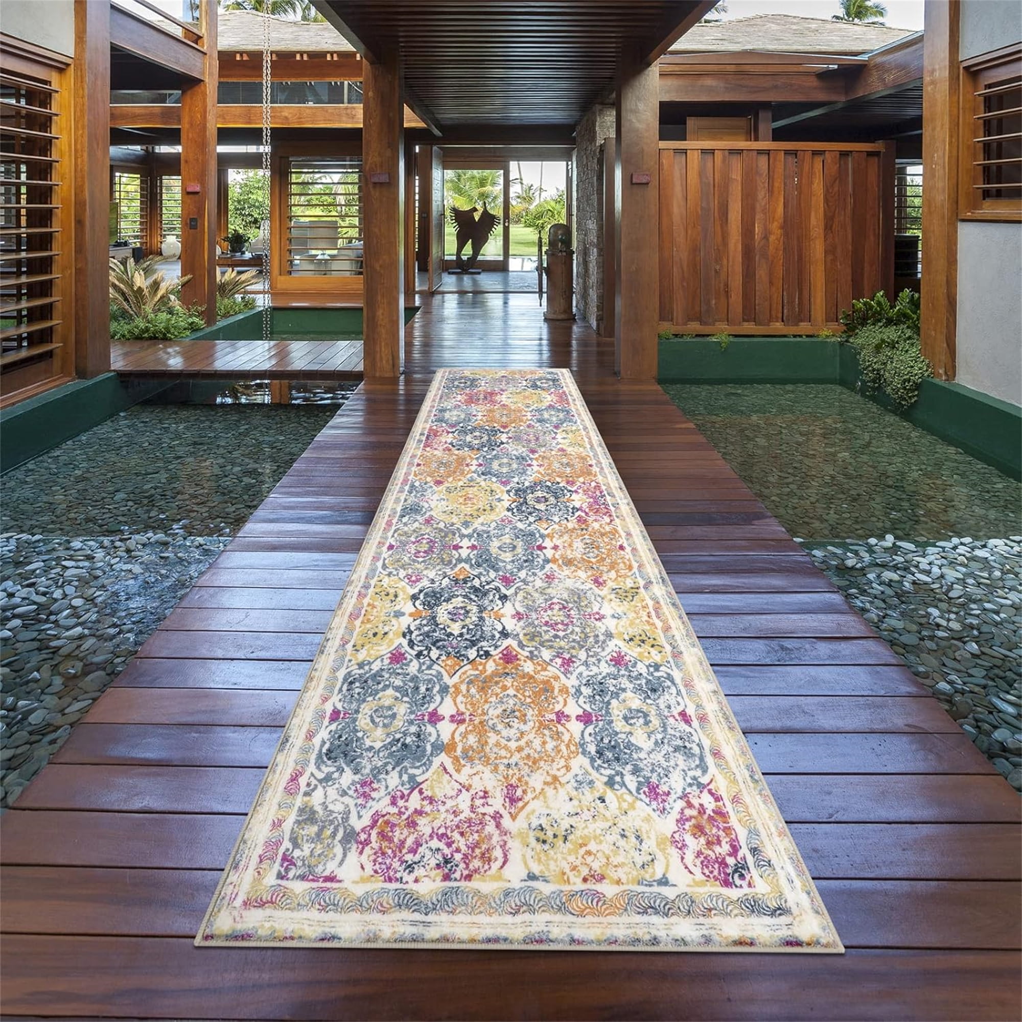 Boho Runner Rug, Non Slip Washable Shaggy Soft Carpet Area Rug for Hallways Entryway Bedroom