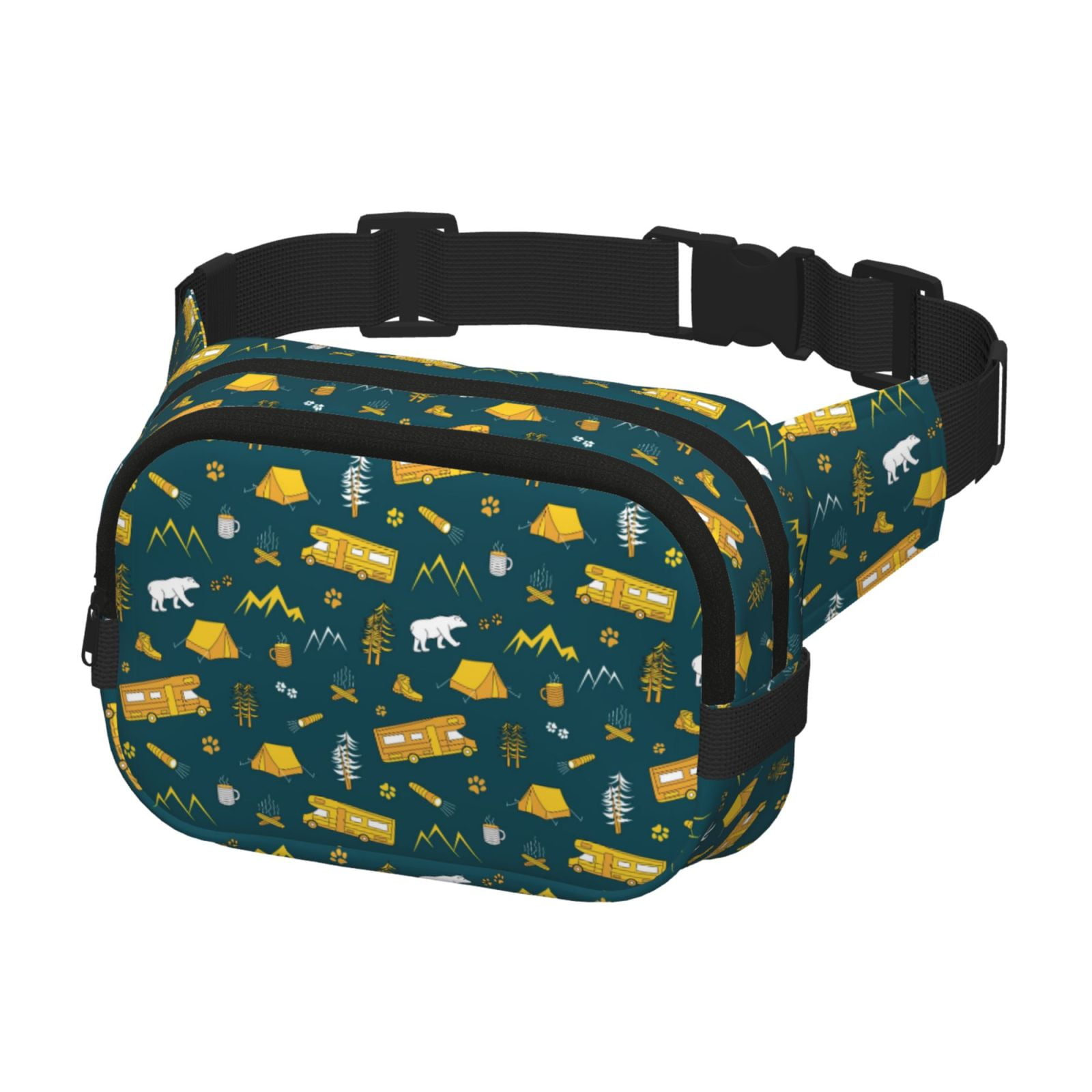 Hirioo Camping for Double Layer Waist Bag Adjustable Fanny Pack For Travel Running Hiking