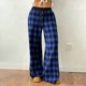 thumbnail image 1 of TaTaai Women's Loose Fit Lounge Trousers Plaid Wide Leg Design with Elastic Waist and Two Side Pockets Solid Color Casual Pants for Comfortable Daily Wear Gift, 1 of 9