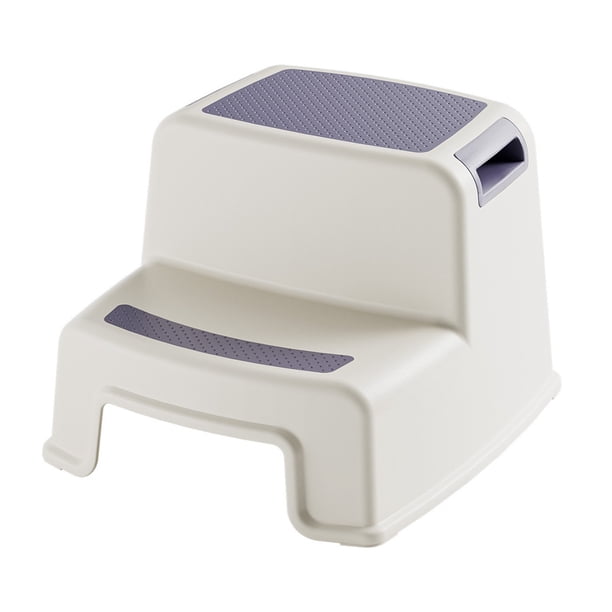 Kearding Taburete con escalón multifuncional: fácil de montar y con almacenamiento espacioso Taburete con escalón para niños de PP duradero Conjuntos de muebles de dormitorio beige violeta