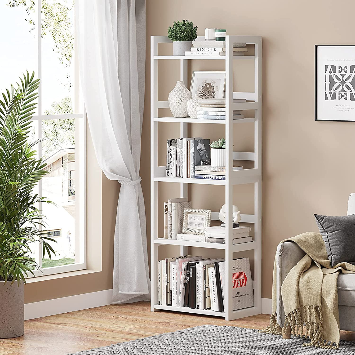 Details about   4 Shelf Bookcase Storage Bookshelf Wood Furniture Book Shelving Home Office 