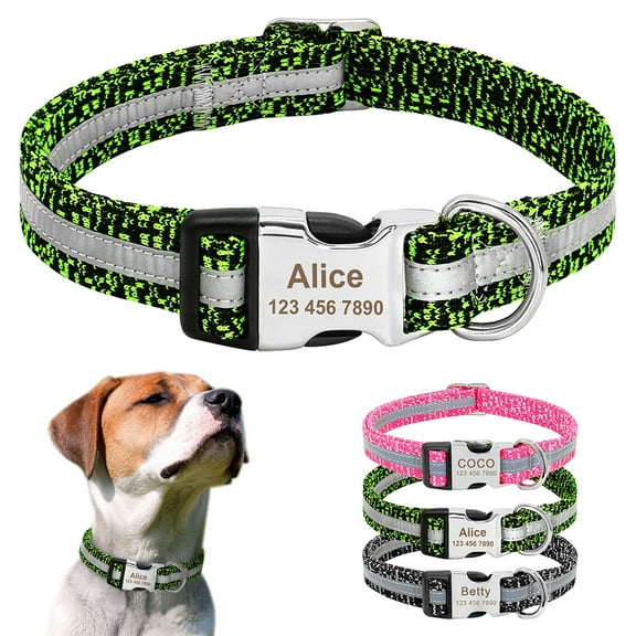 Pet Artist Reflective Personalized Dog Collar Custom Name Phone Number Address Customized Engraved