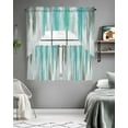 thumbnail image 5 of Turquoise Gray Kitchen Curtain and Valance Set 3 Pieces,Rod Pocket Short Tier Curtains 36 Inch Length,Farmhouse Abstract Gradient Aesthetic Swag Topper Small Window Treatment for Cafe Bathroom, 5 of 6