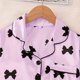 thumbnail image 5 of Conjuntos de solapa de manga corta para niños, ropa de dormir de seda sintética para el hogar de verano para niños, conjunto de ropa de dormir para niñas, ropa de dormir de manga corta con lazo de col, 5 of 7