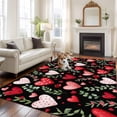 thumbnail image 2 of Valentines Area Rugs 8'x10', Washable Small Throw Rugs for Living Room Patio, Pink Red Love Heart Green Botanical Black Indoor Outdoor Rug Non-Slip Low Pile Carpet Runner Reversible Floor Mats, 2 of 8