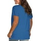 thumbnail image 2 of Blusas Umfun para mujer, cuello redondo liso, manga corta, blusa informal versátil, azul, talla 4XL, 2 of 4