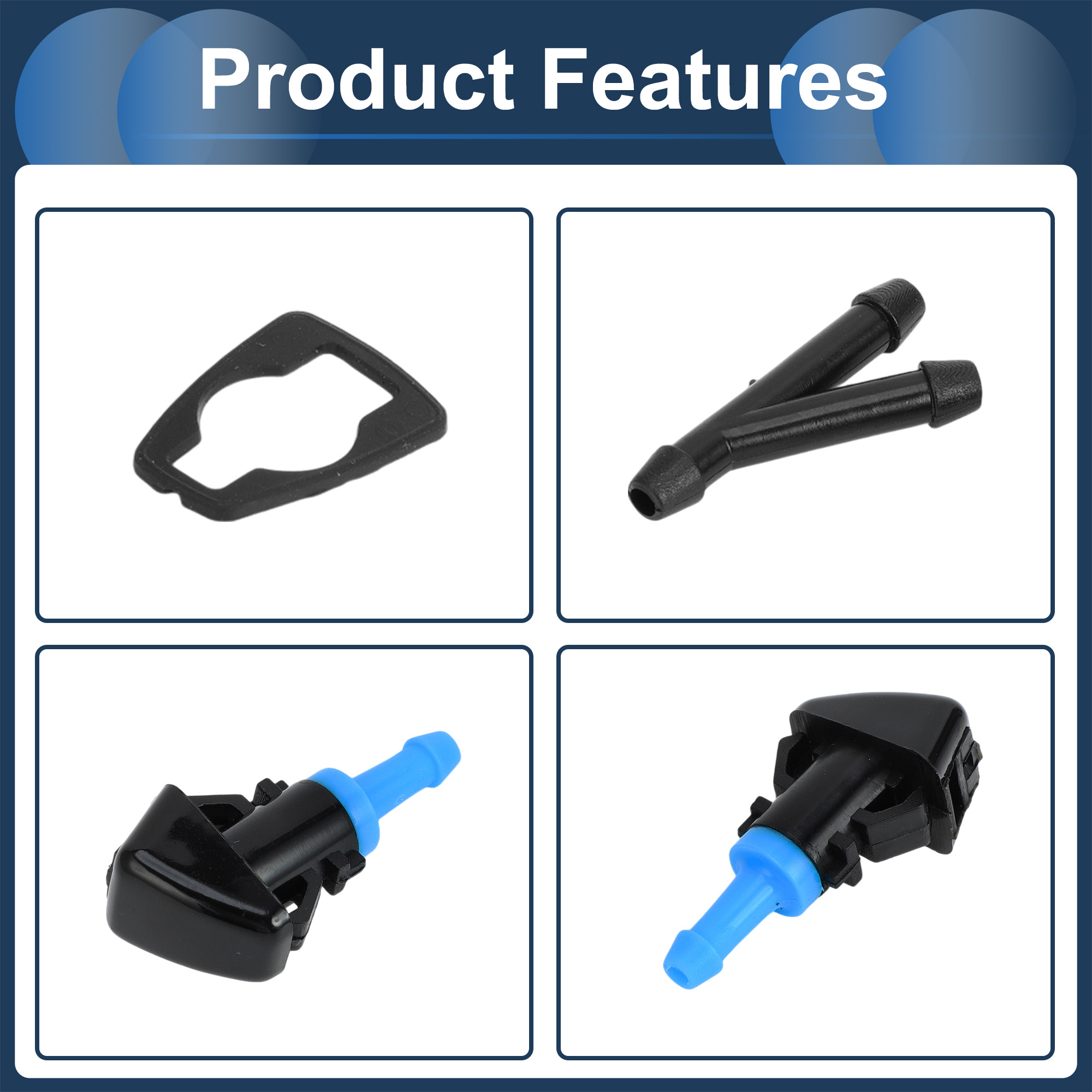 Unique Bargains Windshield Washer Nozzle for Jeep Patriot 2008-2016 Plastic Black Blue