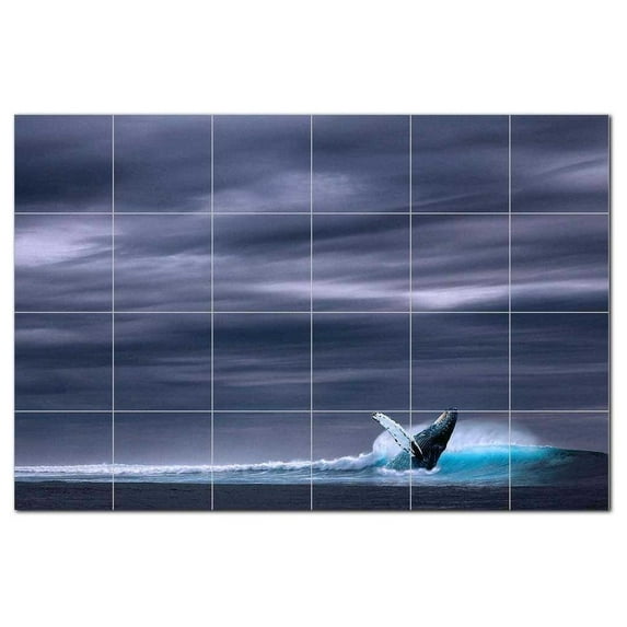 Whale Ceramic Tile Mural Kitchen Backsplash Bathroom Shower, 403092-S64