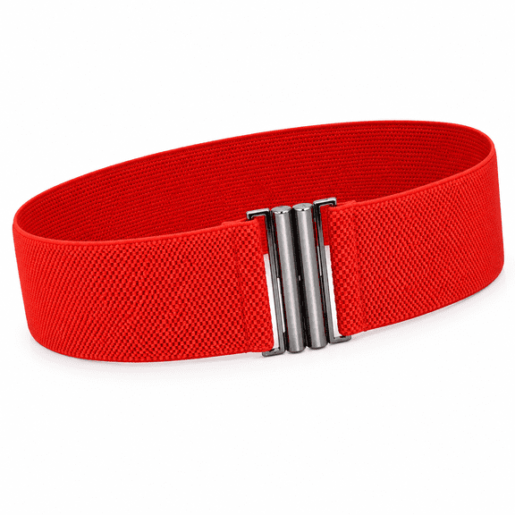 FLORNIX Stretch Belts for Women Plus Size Elastic Wide Waist Belts for Jeans Pants Dress Lady Fashion Waistband with Metal Buckle, Red