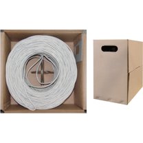 1000 Foot Bulk Cat5e Plenum Rated (CMP) Ethernet Cable, 4 Pair Solid Bare Copper, UTP (Unshielded Twisted Pair) with PullBox, CableWholesale White