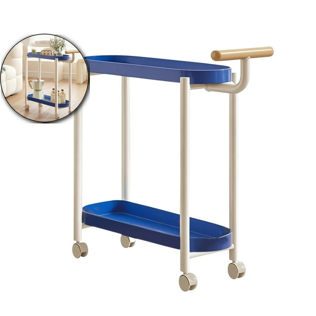 Dvruxg Chariots Roulants avec Roues, Chariot Roulant pour Petits Espaces, Tables d'Appoint avec Chariot de Rangement à 2 Niveaux, Table d'Appoint pour Meubles de Petit Espace, Chambre, Salon, Bureau, Cuisine