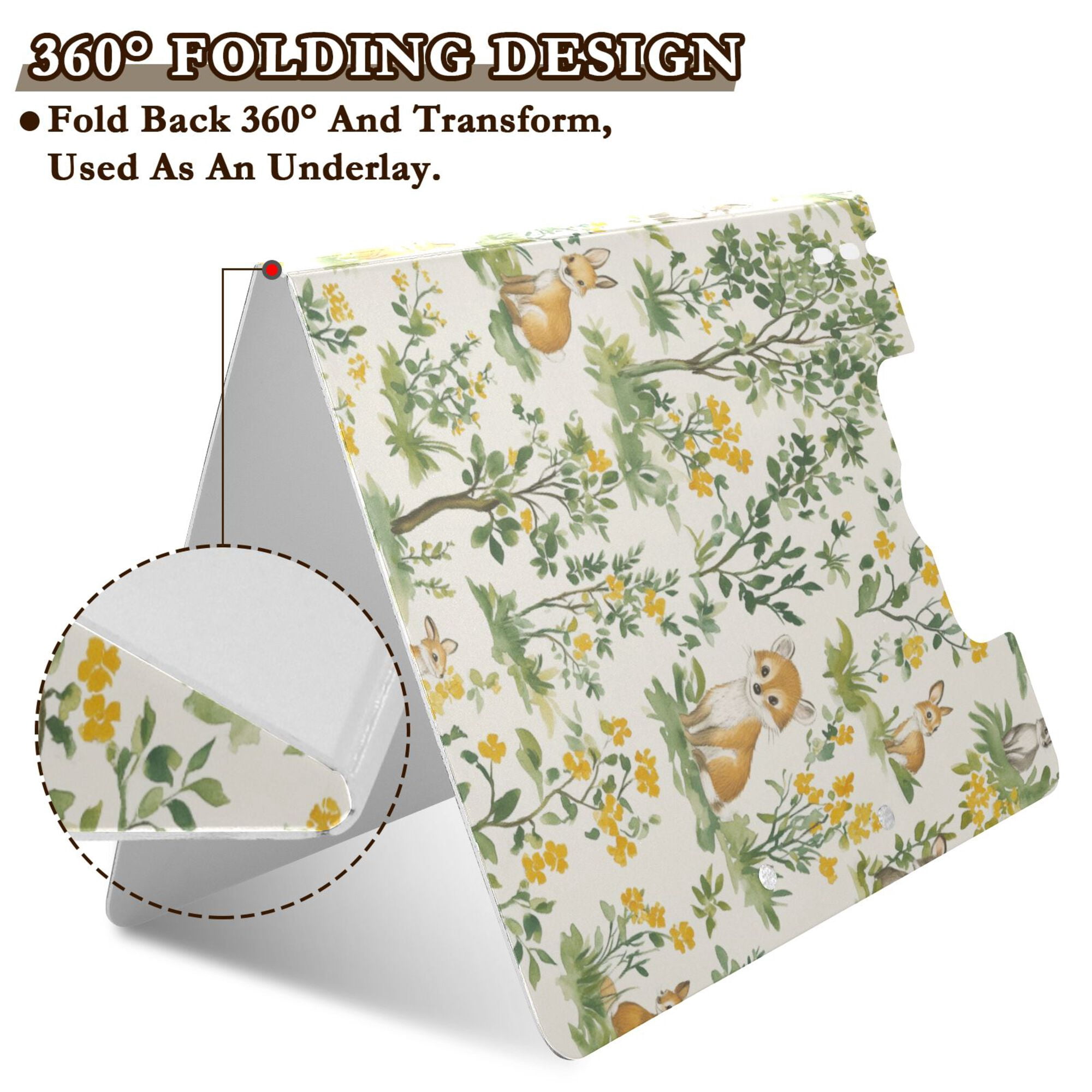 FORMRS A4 Clipboard Folder with Pen Holder Horizontal Foldable School Office Binder, Watercolor Animals Pattern