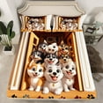 thumbnail image 2 of Manfei Kawaii Cartoon Dogs Twin Sheet Sets,Pet Lover Twin Fitted Sheet,Puppy Paws Print Flat Sheet For Boys Kids,Luxury Bedroom Decor,3pcs, 2 of 7