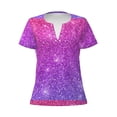 thumbnail image 3 of Naloa Purple Glitter Print T-Shirts Short Sleeve V Neck Tees for Women Fashion Tops Trendy Lightweight Soft Casual Summer Outfits Clothes, 3 of 5
