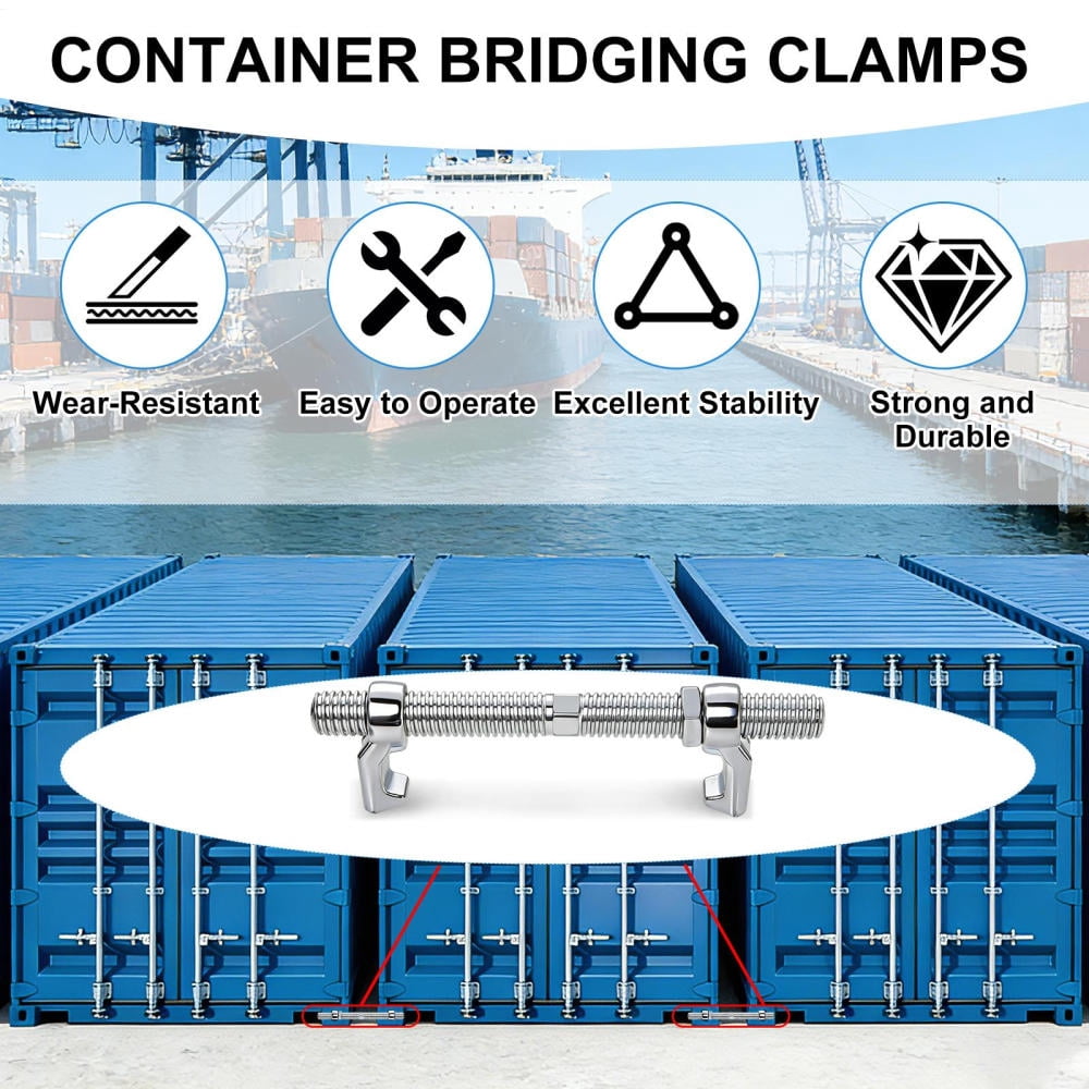 4 Pack Shipping Container Bridge Fitting Clamps - 280 mm Adjustable Galvanized Screw Clamp for Connecting 20/40FT Containers, Sea Harbor & Rail Use, Container Accessories