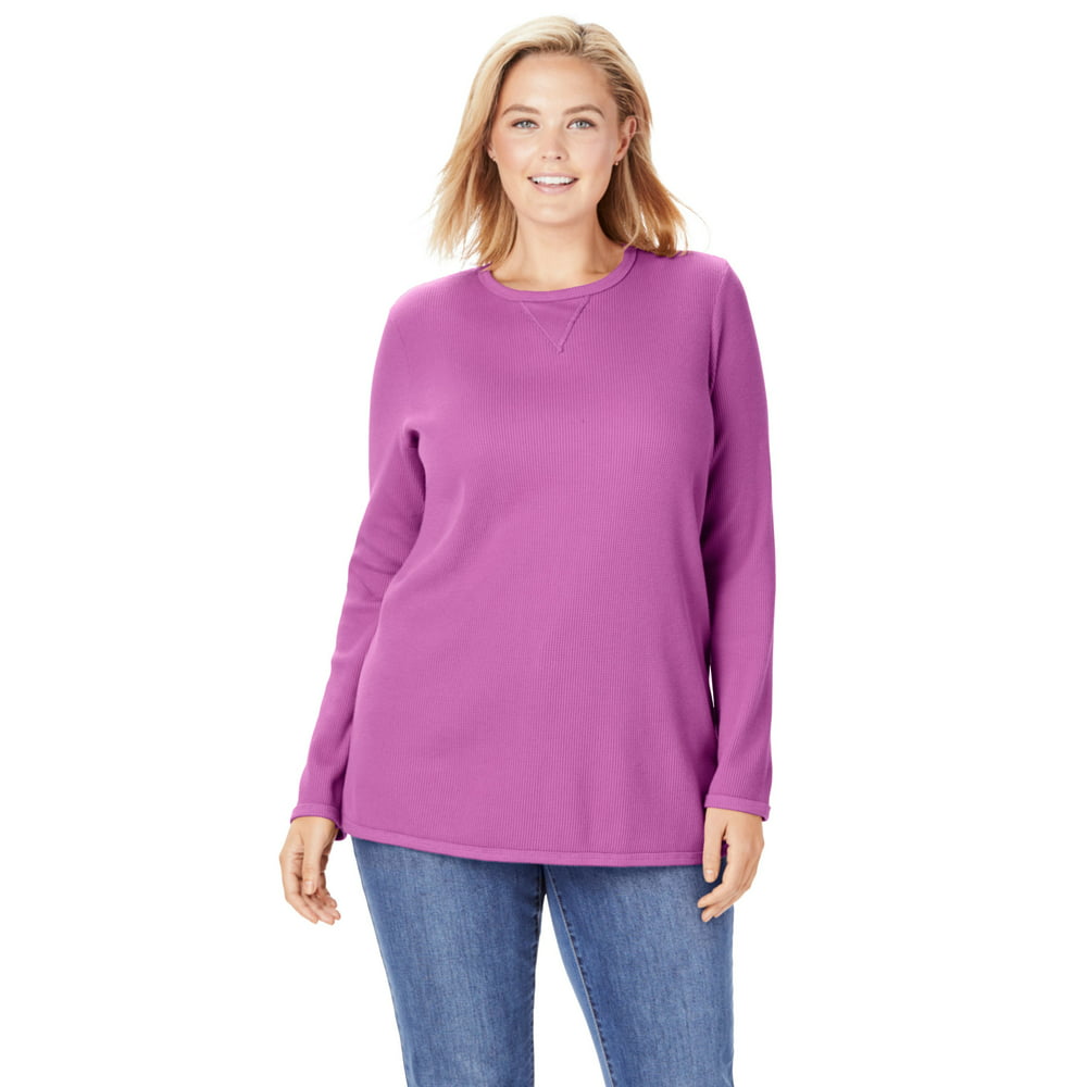 Woman Within - Woman Within Plus Size Thermal Sweatshirt - Walmart.com ...