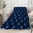 thumbnail image 4 of Nautical Anchor Stuff Gifts Blanket for Men Teens Boys Kids Women, Navy Blue Soft Beach Coastal Boat Beachy Ideas Theme Unique Birthday Fleece Flannel Bedding Bed Couch Throw Blankets 50"X60", 4 of 5